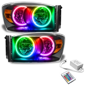 Dodge Ram Headlight Assembly - ORACLE Lighting - ColorSHIFT w/ Simple Controller - Black - `07-`08